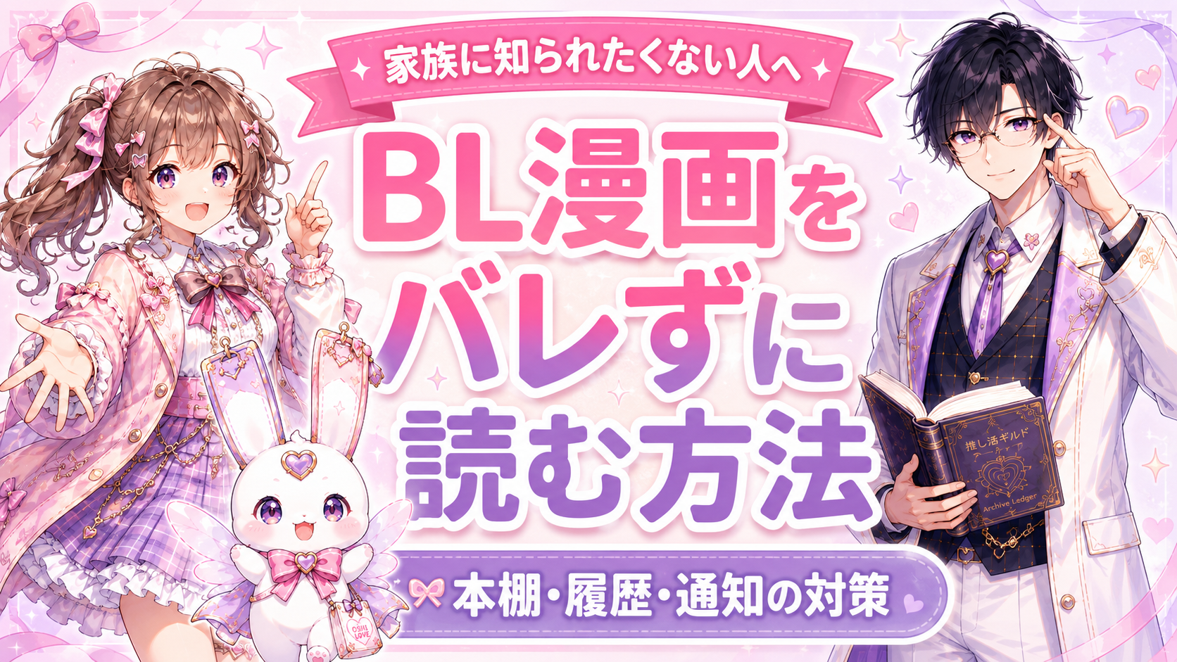 ココリ・セオ・ピピィと一緒にBL漫画を家族にバレずに読む方法や本棚・履歴・通知の対策を紹介するサムネイル