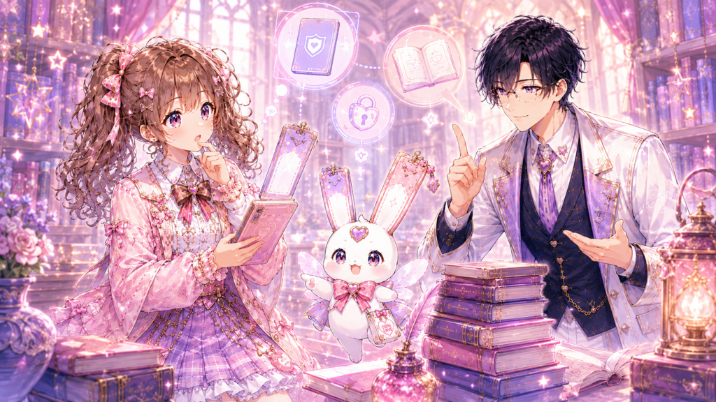 BL漫画で見かける特別な世界観やファンタジー設定を案内するココリ、セオ、ピピィ