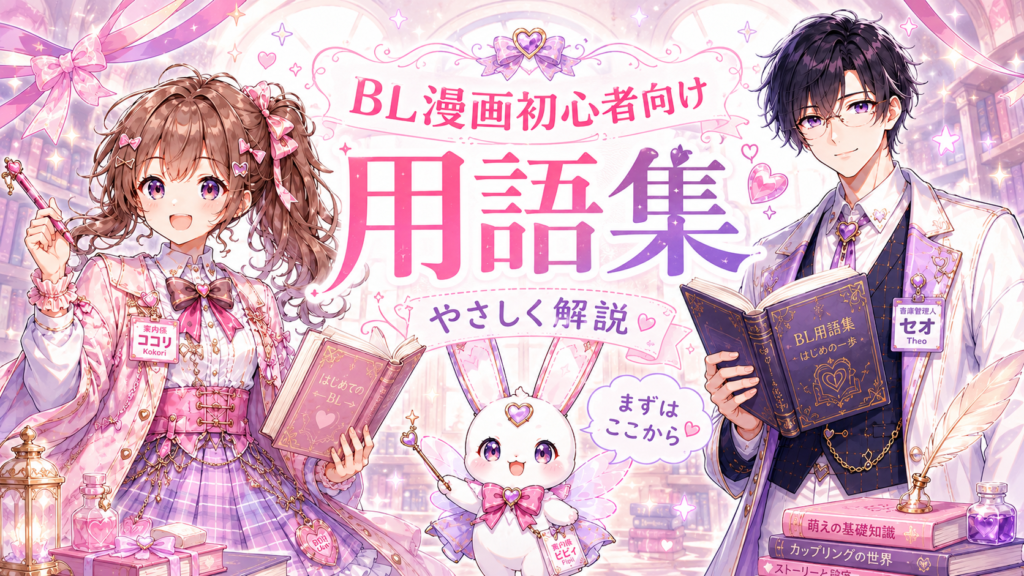 BL漫画初心者向け用語集をやさしく解説するココリ、セオ、ピピィ