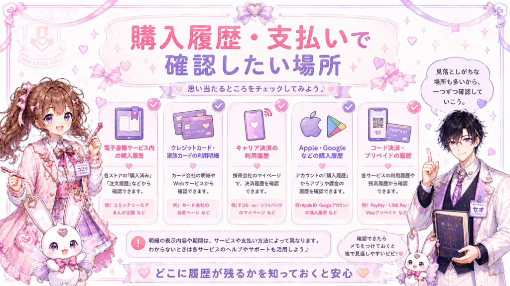 電子書籍サービスの購入履歴やクレジットカード、キャリア決済、Apple・Googleなど確認したい支払い履歴