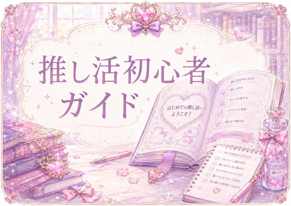 推し活初心者に向けたやさしい案内をイメージした、推し活ギルドの初心者ガイド用カード画像