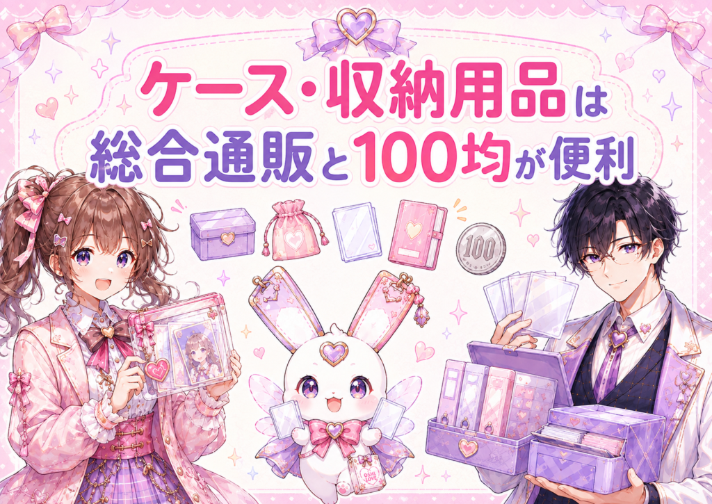 アクスタケースや収納用品を総合通販や100円ショップで探すイメージのH2画像